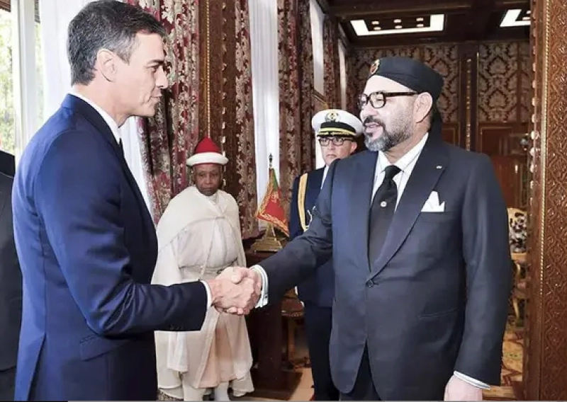 Ph. Archives. Le Roi Mohammed VI accueillant à Rabat le Président du gouvernement espagnol Pedro Sanchez