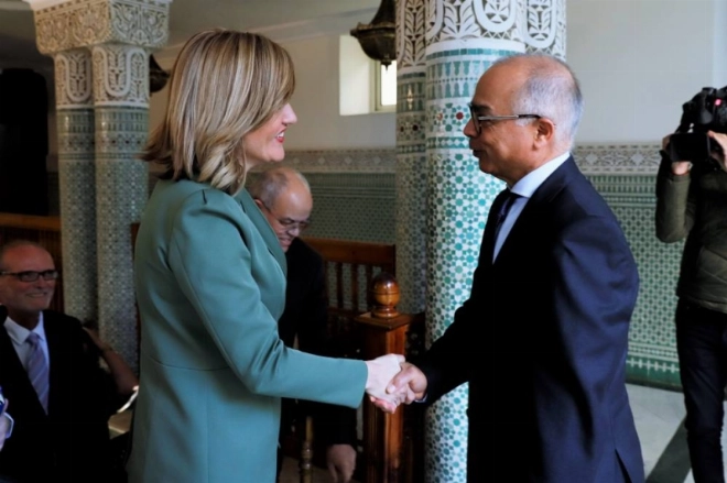 Le ministre de l’Education Nationale, du Préscolaire et des Sports, Chakib Benmoussa reçoit la ministre espagnole de l’Education et de la Formation Professionnelle, Pilar Alegria.02022023-Rabat