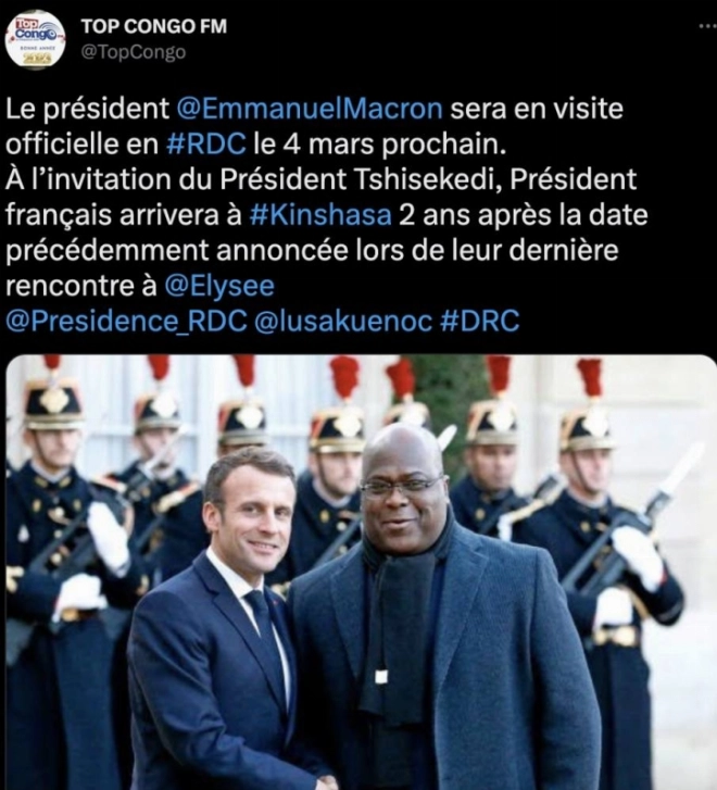 Macron et Tshisekedi. Une visite qui va détonner en RDC