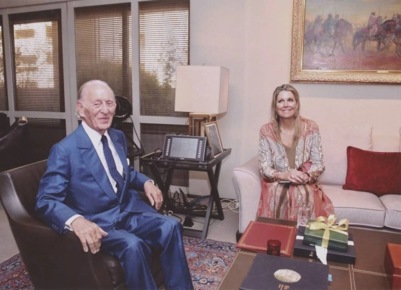 Le président de Bank of Africa, Othman Benjelloun avec la Reine Máxima des Pays-Bas.
