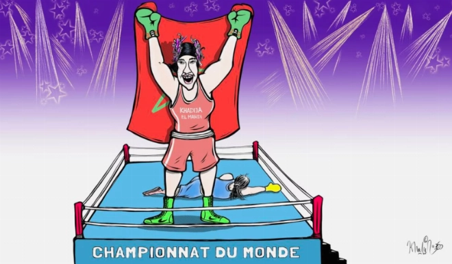 La boxeuse et championne du monde Khadija El Mardi, nouvelle coqueluche des médias nationaux.