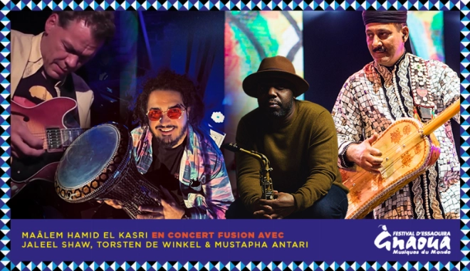 Maâlem Hamid El Kasri en fusion avec Jaleel Shaw, Torsten De Winkel et Mustapha Antari- Le samedi 24 juin à 23h sur la scène Moulay Hassan.