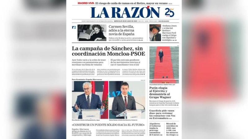 Couverture de La Razón de ce mercredi 28 juin annonçant le grand dossier spécial consacré au Forum-Économique Espagne-Maroc