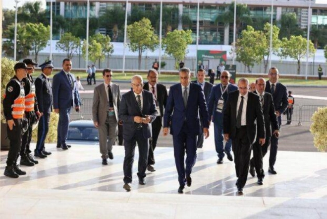 Abdellatif Hammouchi arrivant au stade Moulay Abdallah pour la finale CAN U23