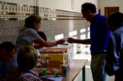 Bureau de vote à Madrid ce matin. Photo AFP