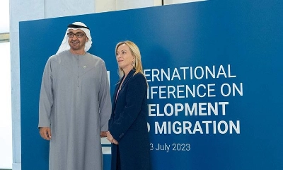 Mohamed Bin Zayed avec Giorgia Meloni lors de la conférence de Rome
