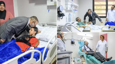Le Roi au chevet des blessés suite au séisme du vendredi dernier