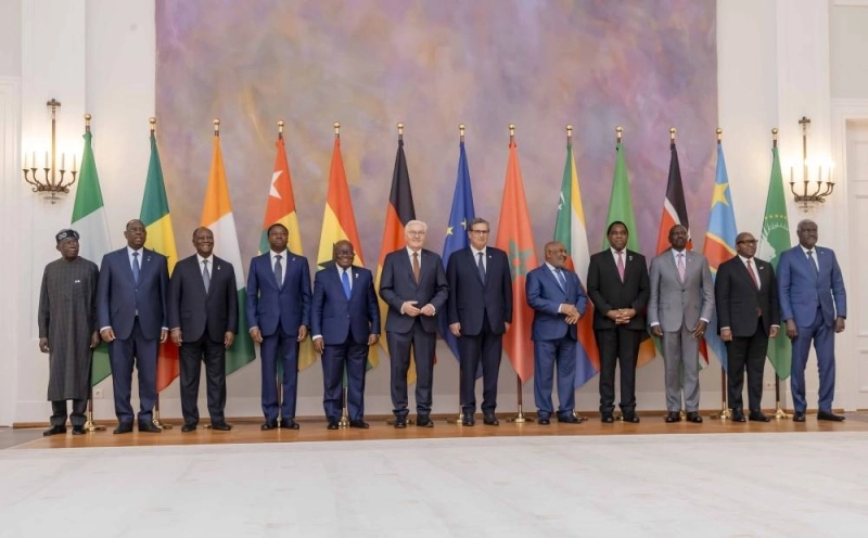Aziz Akhannouch avec les Chefs d'Etats et de gouvernements africains et le Chancelier allemand