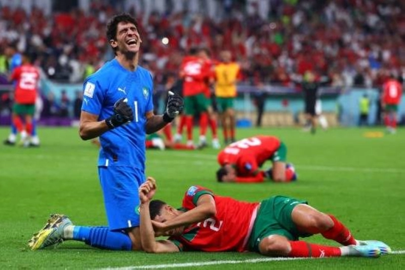 Bounou et Hakimi. Célébration de la victoire