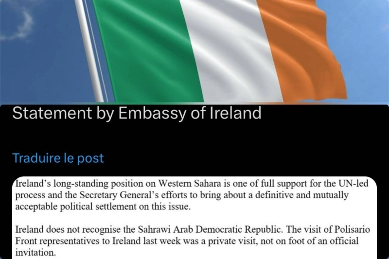 Le démenti officiel publié par l'ambassade d'Irlande à Rabat