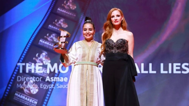Asmae El Moudir avec Jessica Chastain à la 20ème édition du FIFM.