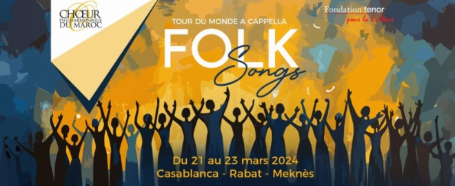 Le Choeur philaromonique du Maroc présentera Folk Songs du 21 au 23 mars à Casablanca, Rabat et Meknès.