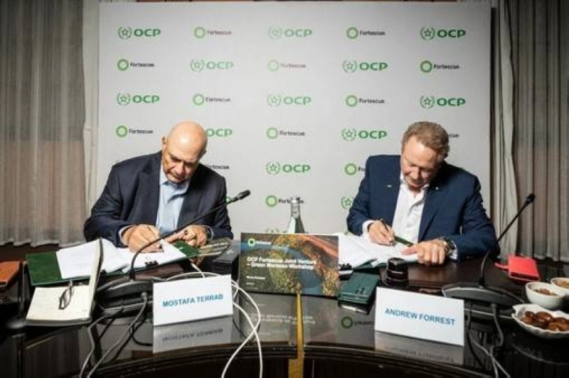 Mostafa Terrab, président-directeur général du groupe OCP et Andrew Forrest, fondateur de Fortescue.