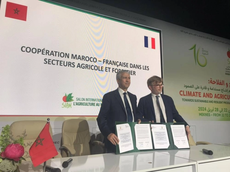 Mohammed Sadiki, ministre de l’agriculture, de la pêche maritime, du développement rural et des eaux et forêts et son homologue français Marc Fesneau,