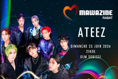 Le groupe sud-coréen ATEEZ se produira le 23 juin 2024 sur la scène d'OLM Souissi à Rabat.
