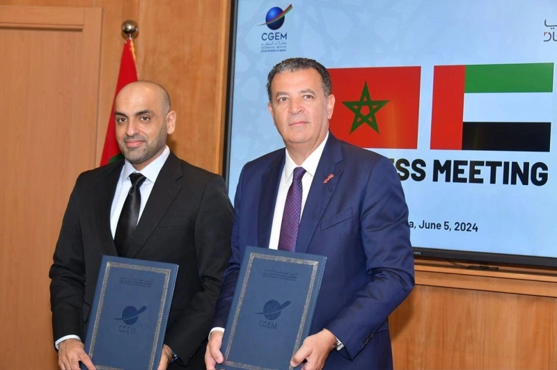 Chakib Alj, président de la CGEM et Mohammad Ali Rashed Lootah, directeur général de Dubaï Chambers.