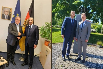 Abdellatif Hammouchi avec Dieter Romann (photo de gauche) et avec Holger Münch (Photo de droite)