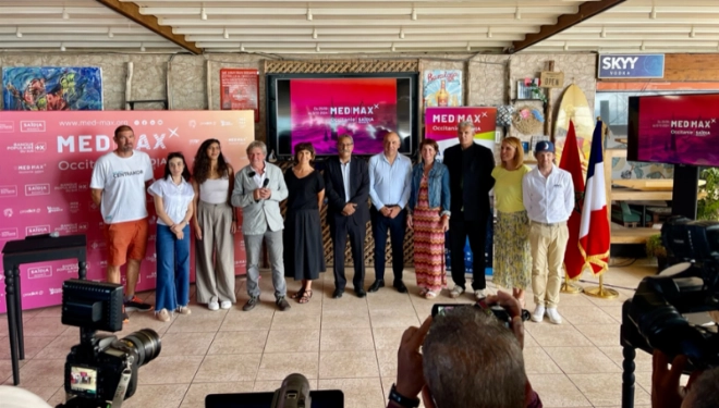 Les équipes de Med Max Occitanie-Saadia lors de la conférence de presse le 9 juillet 2024 à Casablanca.