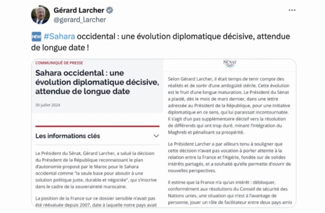Communiqué du Président du Sénéat de France