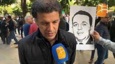 Fethi Ghares lors d'une manifestation du Hirak. Son parti est interdit