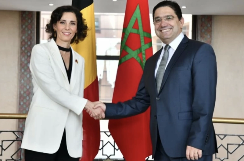 Nasser Bourita et Hadja Lahbib, la ministre belge des nAffaires étrangères, du Commerce extérieur et de la Coopération au développement
