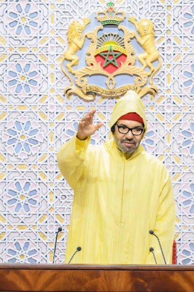 SM Le Roi Mohammed VI à l'ouverture de la session parlementaire d'octobre.
