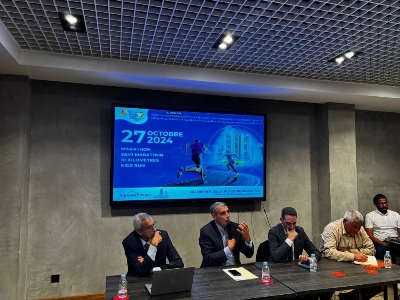 Mohamed Jouahri lors de la conférence de presse de la 15e édition du Marathon International de Casablanca.
