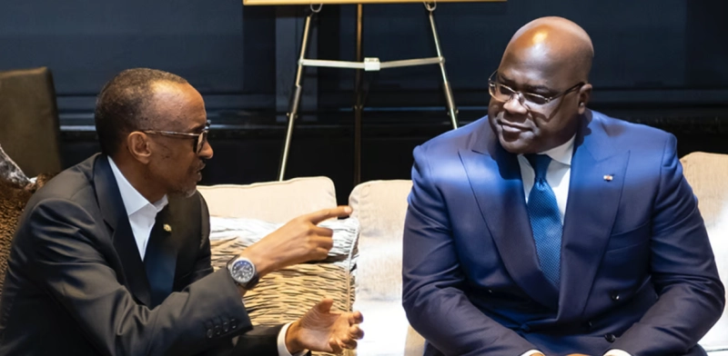 Le président du Rwanda Paul Kagame, et le président de la République démocratique du Congo (RDC) Félix Tshisekedi