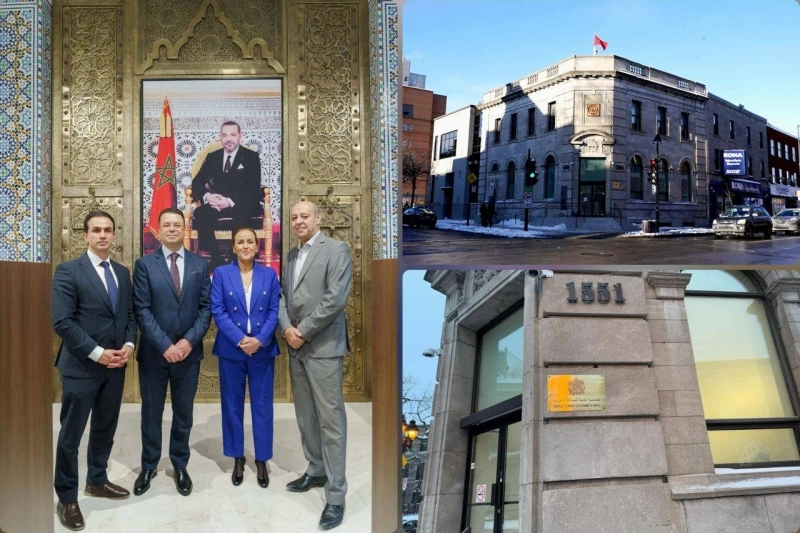 La consule générale du Maroc au Canada avec une vue du nouveau siège