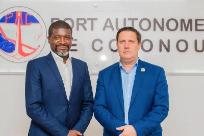 Sindé CHEKETE, Directeur Général de Bénin Tourisme, et Bart Josef Johan VAN EENOO, Directeur Général du Port Autonome de Cotonou,