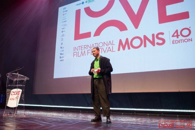 Ayoub Gretaa lors de ls soirée de remise des prix au Love International Film Festival (LIFF) de Mons en Belgique.