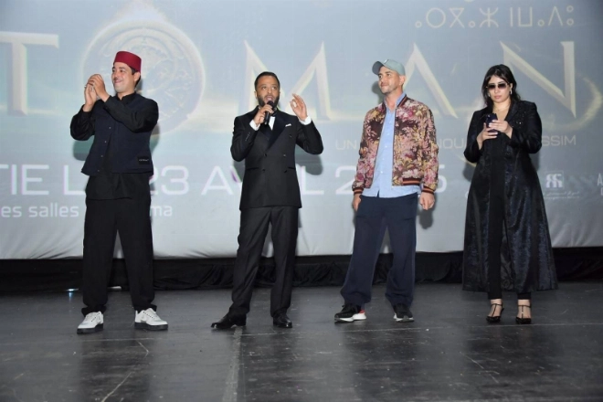 Le réalisateur Anouar Moaatassim lors de l'avant-première de Atoman au Mégarama à Casablanca.