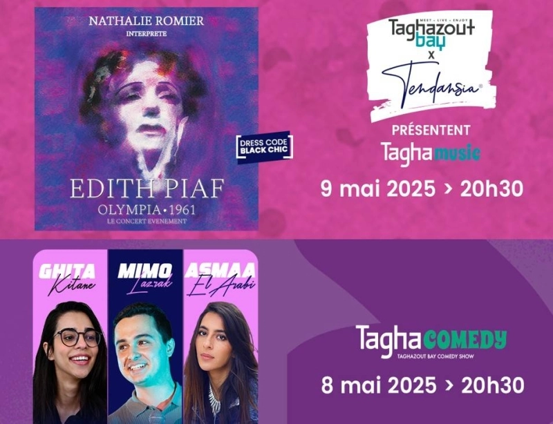 Les 8 et 9 mai 2025, Taghazout Bay accueille TAGHACOMEDY & TAGHAMUSIC.