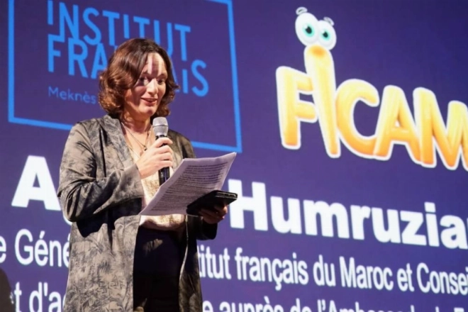 Agnès Humrazian, DG des Instituts français du Maroc lors de la cérémonie d'ouverture du FICAM 2025.