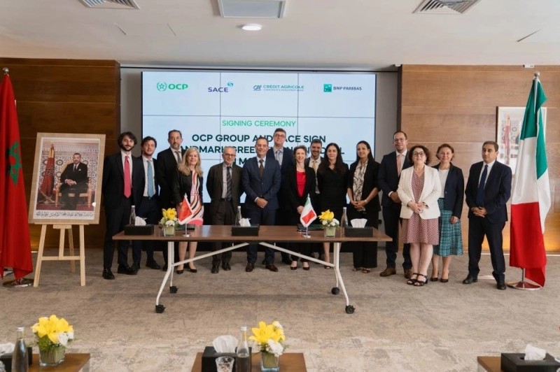 OCP et SACE signent un financement vert inédit de 365 millions €, soutenant la transition durable d’OCP et renforçant les liens économiques Maroc-Italie.