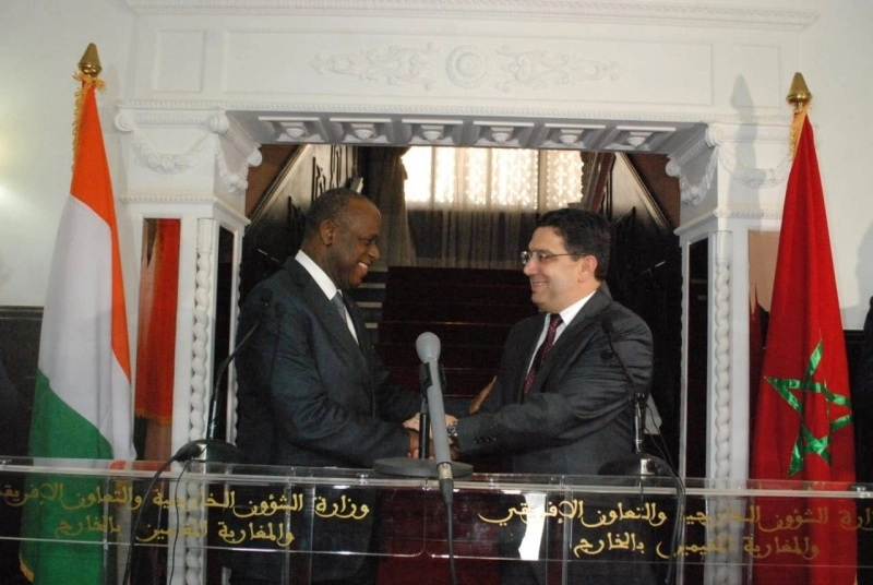 Ally Coulibaly, ancien Ministre ivoirien de l’Intégration africaine et des Ivoiriens de l’Extérieur, et Nasser Bourita, Ministre des Affaires étrangères, de la Coopération africaine et des Marocains résidant à l’étranger