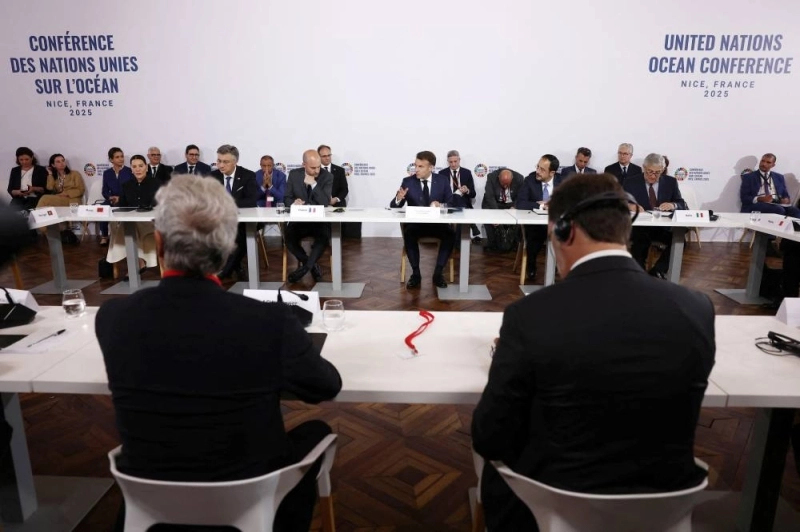Le Président français Emmanuel Macron s'exprimant lors du Sommet «L’Afrique pour l’Océan»