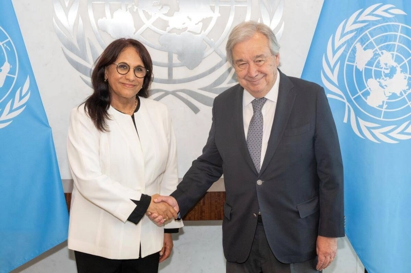 Antonio Guterres recevant Amina Bouayach