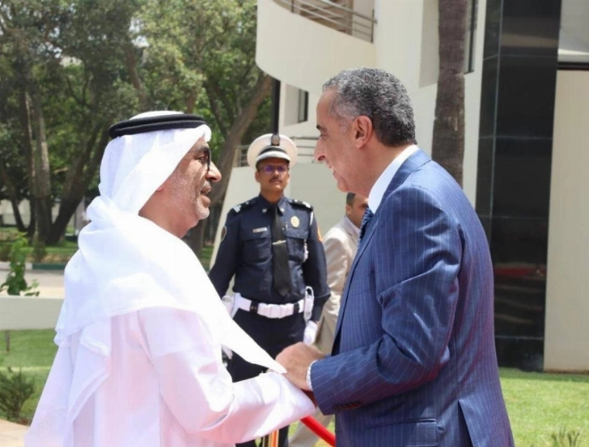 Abdellatif Hammouchi accueillant Ali Obaid Al-Dhaheri