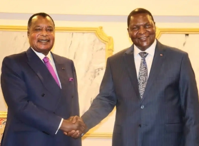 Le président de la République centrafricaine, Faustin-Archange Touadéra et le président de la République du Congo, Denis Sassou Nguesso