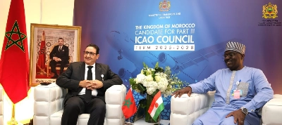 Le ministre du Transport et de la Logistique, Abdessamad Kayouh, et son homologue nigérien, Amadou Abdourahamane