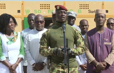 Ibrahim Traoré lors du lancement de la plateforme "Faso andubé"