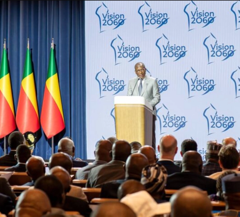 Le président Patrice Talon lors du lancement, mardi 3 février, de la Vision Bénin 2060, baptisée « Alafia, un monde de splendeurs ».
