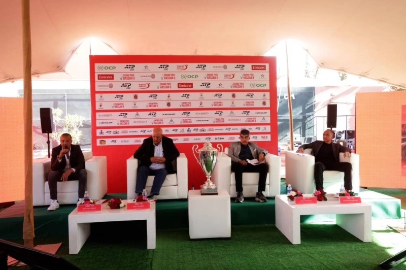 Hicham Arazi lors de la conférence de presse de Grand Prix Hassan II organisée au Royal Tennis Club de Marrakech.