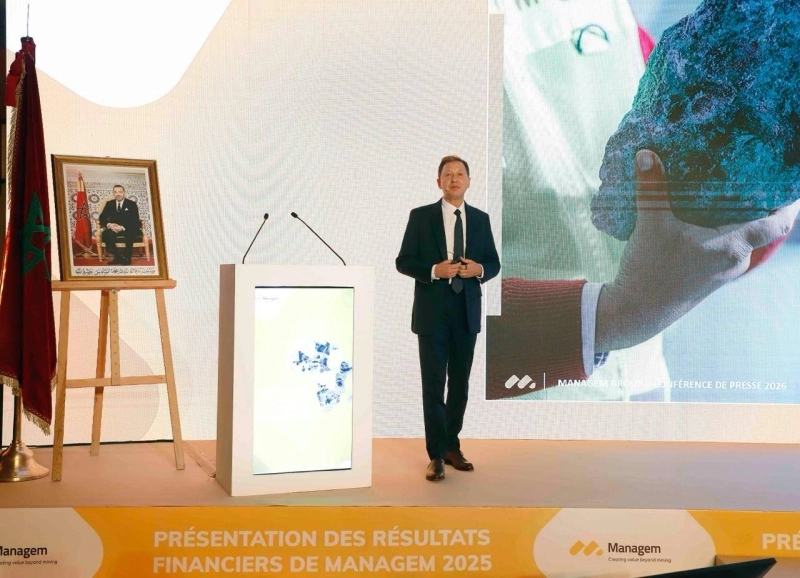 Imad Toumi, président du groupe Managem lors de la présentation des résultats annuels de l'entreprise.