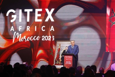 Le Chef du gouvernement, Aziz Akhannouch lors de l'ouverture de la quatrième édition de Gitex Africa à Marrakech.