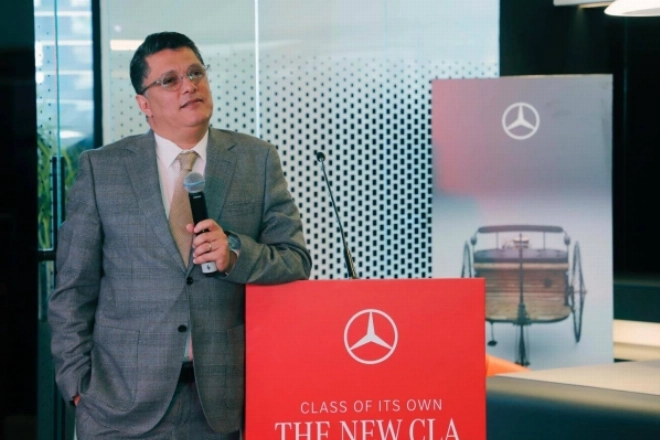Adil Bennani, DG d'Auto nejma au Maroc lors de la conférence de presse du lancement le lundi 18 mai 2026 de la nouvelle Mercedes CLA.