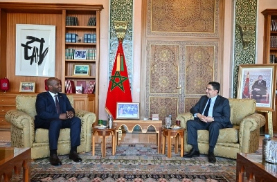 Le chef de la diplomatie bissau-guinéenne João Bernardo Vieira et le ministre des Affaires étrangères, de la Coopération africaine et des Marocains résidant à l’étranger, Nasser Bourita