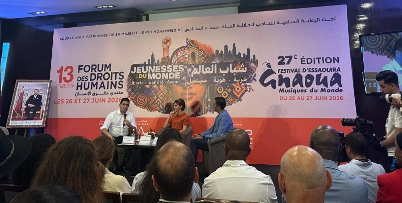 Mohamed Mehdi Bensaid et Najat Vallaud-Belkacem - Forum des droits humains d'Essaouira 2026.