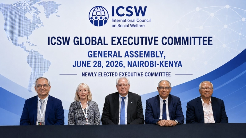 Les nouveau membres du Comité Exécutif de gauche à droite : Antonio Lopez Pelae d’Espagne, Directeur Executif - Espagne, Gloria Kirwan d’Irlande, Membre ,Sergei Zelenev , Président - USA, Driss Guerraoui , Vice - Président - Maroc et Cudore Snell, Membre - Afrique du Sud